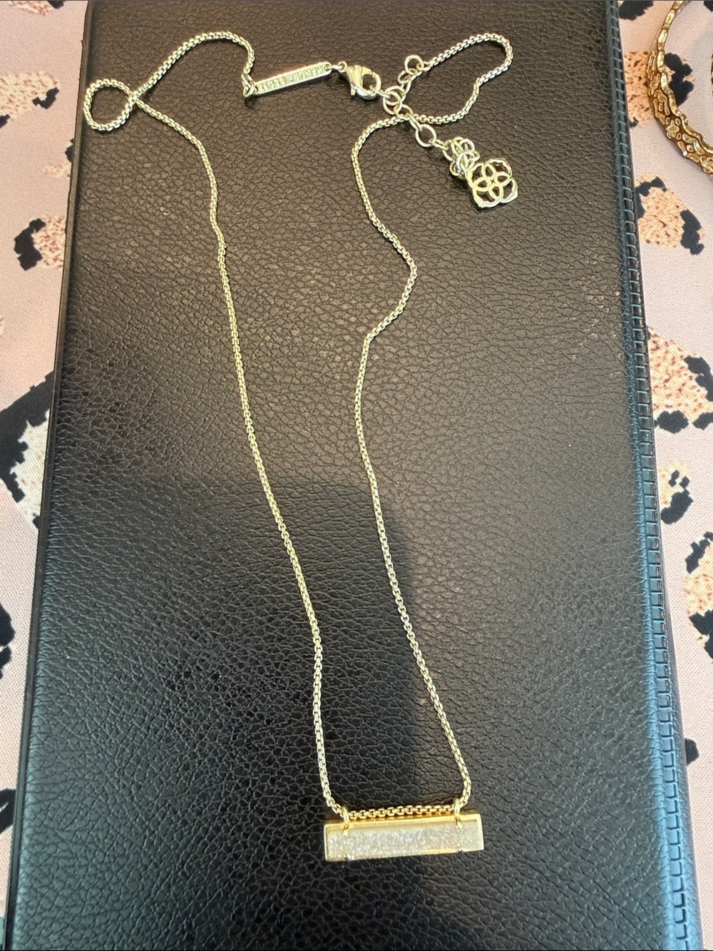 Authentic Kendra Scott Gold Bar Necklace with Sparkle Accent
